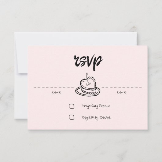 Pastel Penmanship RSVP Card Blush (Voorkant)