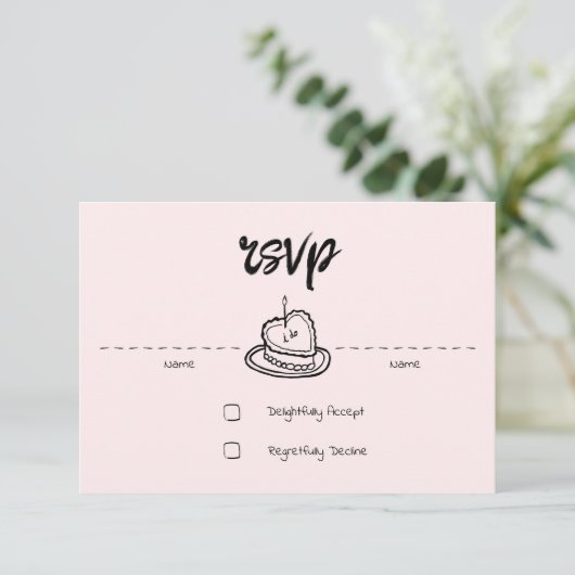Pastel Penmanship RSVP Card Blush (Staand voorkant)