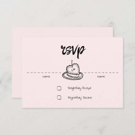 Pastel Penmanship RSVP Card Blush (Voorkant / Achterkant)