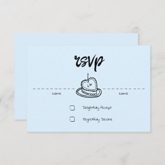 Pastel Penmanship RSVP Card Cloud Blauw (Voorkant / Achterkant)