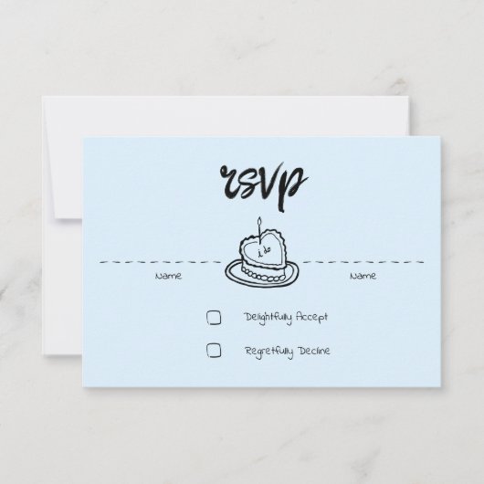 Pastel Penmanship RSVP Card Cloud Blauw Kaartje (Voorkant)