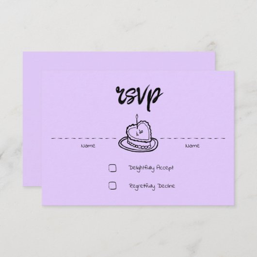 Pastel Penmanship RSVP Card Lavendel (Voorkant / Achterkant)