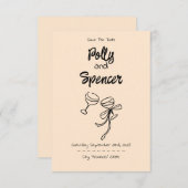 Pastel Penmanship Save the Date Apricot (Voorkant / Achterkant)