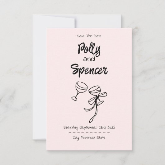Pastel Penmanship Save the Date Blush (Voorkant)