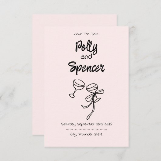 Pastel Penmanship Save the Date Blush (Voorkant / Achterkant)