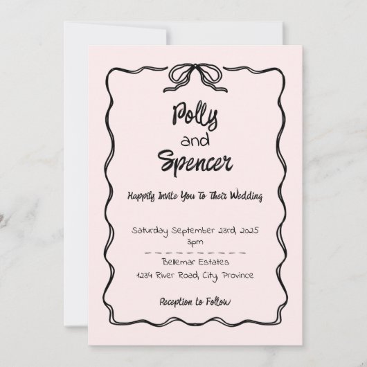 Pastel Penmanship Wedding Invitation Blush Feestdagenkaart (Voorkant)