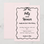 Pastel Penmanship Wedding Invitation Blush Feestdagenkaart (Voorkant / Achterkant)