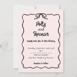 Pastel Penmanship Wedding Invitation Blush Feestdagenkaart