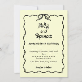 Pastel Penmanship Wedding Invitation Buttercream Feestdagenkaart