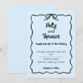 Pastel Penmanship Wedding Invitation Cloud Blauw Feestdagenkaart (Voorkant / Achterkant)