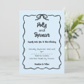 Pastel Penmanship Wedding Invitation Cloud Blauw Feestdagenkaart (Staand voorkant)