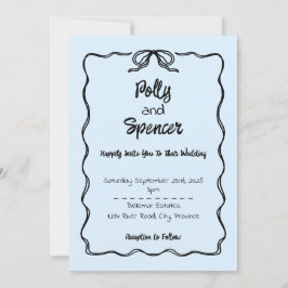 Pastel Penmanship Wedding Invitation Cloud Blauw Feestdagenkaart