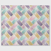 Pastel penseelstreek & goud kriskras Abstract Cadeaupapier (Vlak)