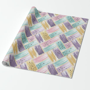 Pastel penseelstreek & goud kriskras Abstract Cadeaupapier