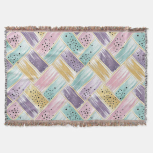 Pastel penseelstreek & goud kriskras Abstract Deken