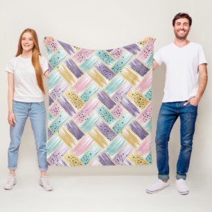 Pastel penseelstreek & goud kriskras Abstract Fleece Deken