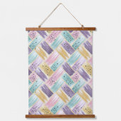 Pastel penseelstreek & goud kriskras Abstract Hangend Wandkleed (Voorkant)