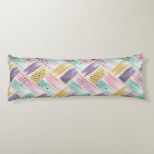 Pastel penseelstreek & goud kriskras Abstract Lichaamskussen (Achterkant)