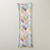 Pastel penseelstreek & goud kriskras Abstract Lichaamskussen (Achterkant (Verticaal))