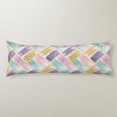 Pastel penseelstreek & goud kriskras Abstract Lichaamskussen (Voorkant)