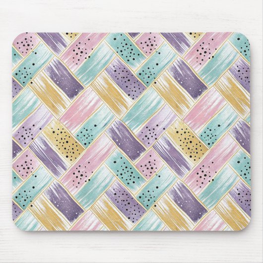 Pastel penseelstreek & goud kriskras Abstract Muismat (Voorkant)