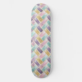 Pastel penseelstreek & goud kriskras Abstract Persoonlijk Skateboard (Voorkant)