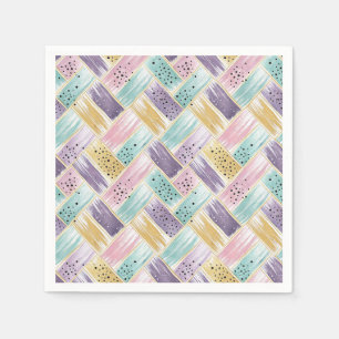 Pastel penseelstreek & goud kriskras Abstract Servet