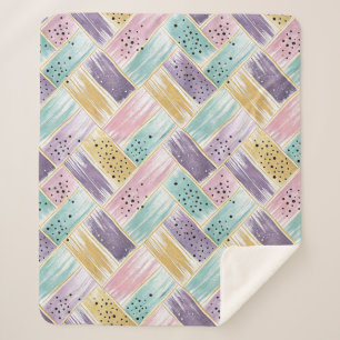 Pastel penseelstreek & goud kriskras Abstract Sherpa Deken