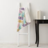 Pastel penseelstreek & goud kriskras Abstract Sherpa Deken (In situ)