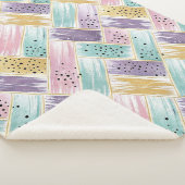 Pastel penseelstreek & goud kriskras Abstract Sherpa Deken (3/4)