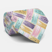 Pastel penseelstreek & goud kriskras Abstract Stropdas (Opgerold)