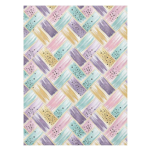 Pastel penseelstreek & goud kriskras Abstract Tafelkleed (Voorkant)