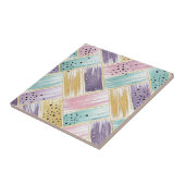 Pastel penseelstreek & goud kriskras Abstract Tegeltje (Zijkant)