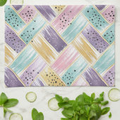 Pastel penseelstreek & goud kriskras Abstract Theedoek (Gevouwen)
