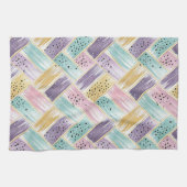 Pastel penseelstreek & goud kriskras Abstract Theedoek (Horizontaal)