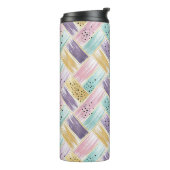 Pastel penseelstreek & goud kriskras Abstract Thermosbeker (Gedraaid links)