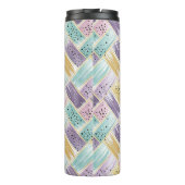 Pastel penseelstreek & goud kriskras Abstract Thermosbeker (Achterkant)