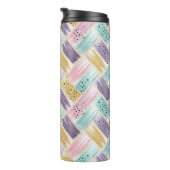 Pastel penseelstreek & goud kriskras Abstract Thermosbeker (Geroteerd rechts)