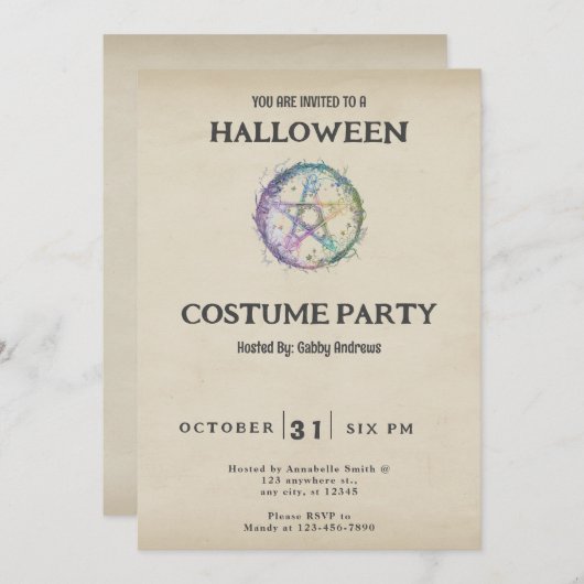 Pastel Pentagram  Halloween Kaart (Voorkant / Achterkant)