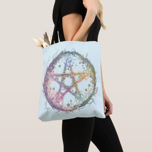Pastel Pentagram Heks Pagan Wicca Halloween Tote Bag (Dichtbij)