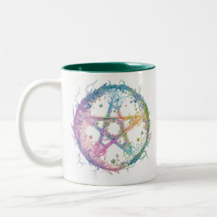Pastel Pentagram Pagan Wiccan Hekserij Halloween Tweekleurige Koffiemok