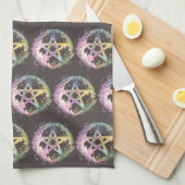 Pastel Pentagram Witchcraft Donkergrijs Halloween Theedoek (Quarter Fold)