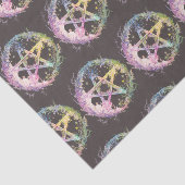 Pastel Pentagram Witchcraft Donkergrijs Halloween Tissuepapier (Detail)