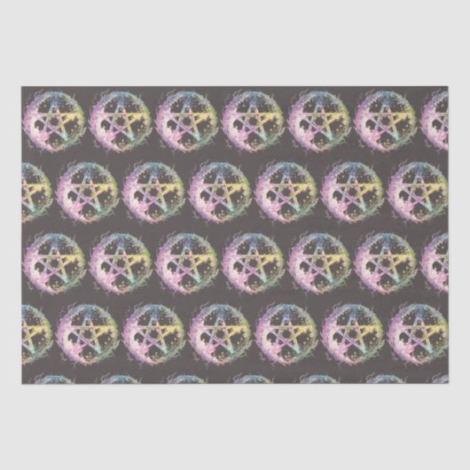 Pastel Pentagram Witchcraft Donkergrijs Halloween Tissuepapier (Voorkant)
