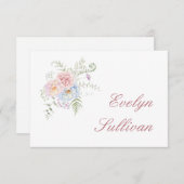 Pastel Peonies Flat Place Card (Voorkant / Achterkant)