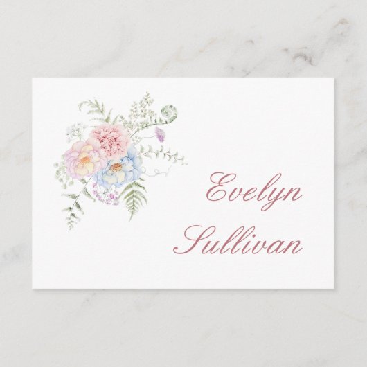 Pastel Peonies Flat Place Card (Voorkant)