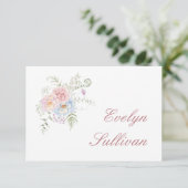 Pastel Peonies Flat Place Card (Staand voorkant)
