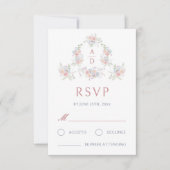 Pastel Peonies Frame Wedding Monograms RSVP Card Kaartje (Voorkant)