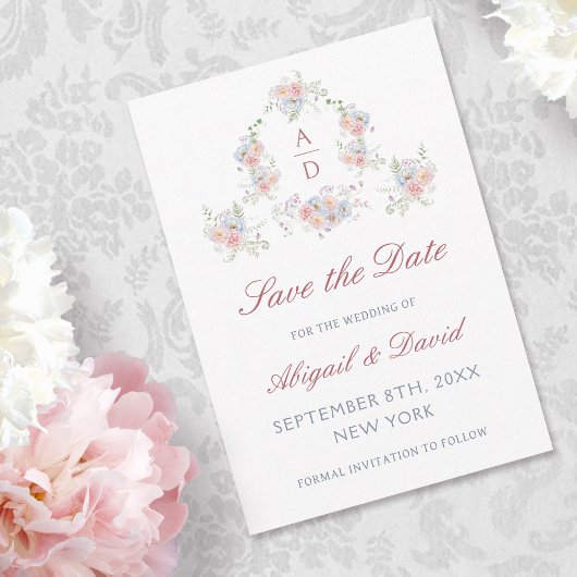 Pastel Peonies Frame Wedding Save The Date