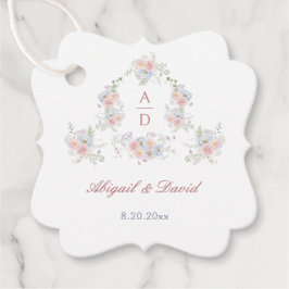 Pastel Peonies Lijst bruiloft monogrammen Bedankjes Labels